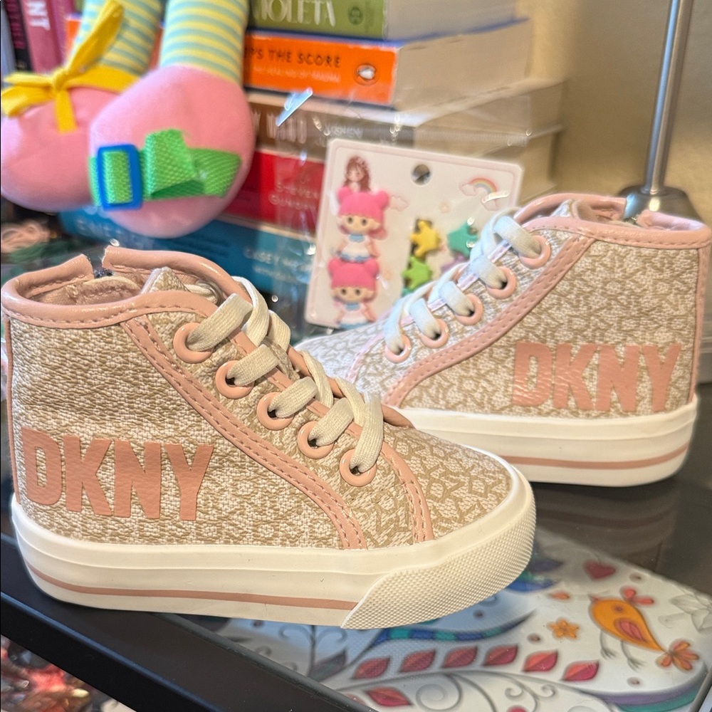 DKNY Kids Sneakers - Pink and Cream - Picture 2 of 4
